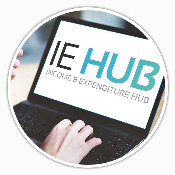 IE Hub logo on laptop