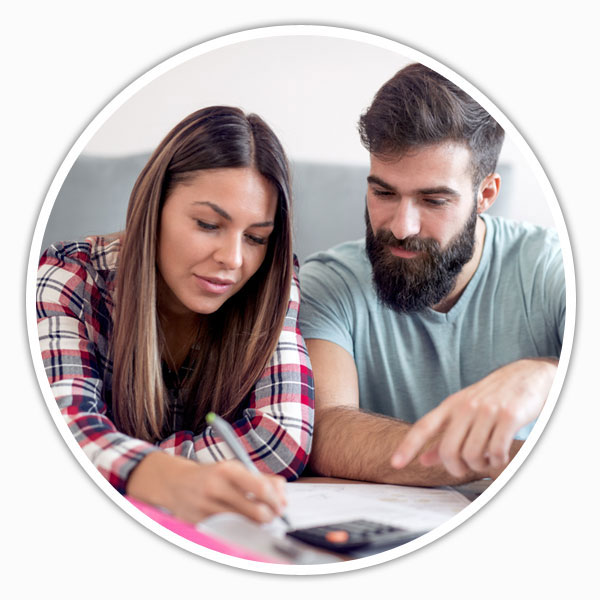 Young couple managing finances